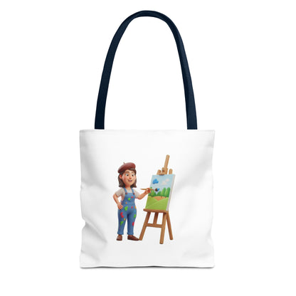 Artist Tote Bag — Painter with Easel Illustrated AOP Tote