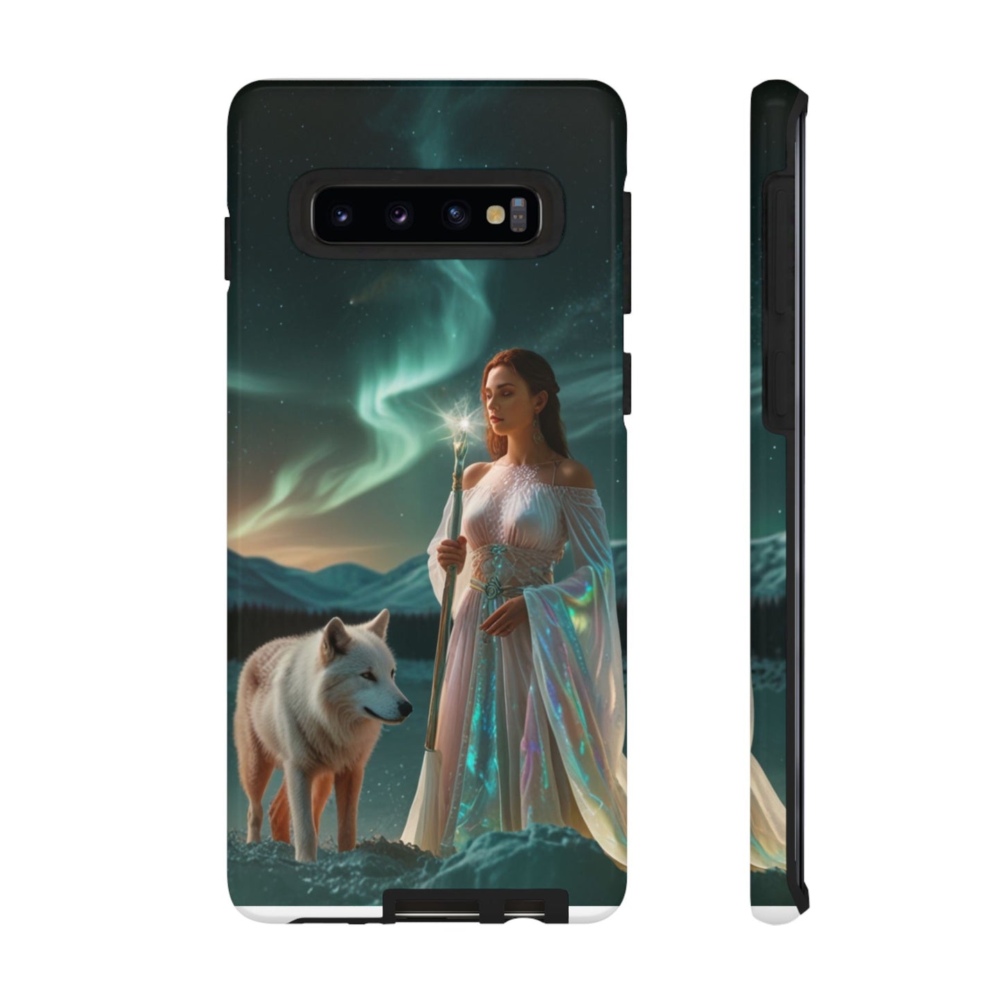 Samsung Aurora Guardian Handyhülle – Mystic Woman &amp; Wolf Magic Galaxy Schutz