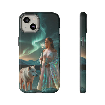 iPhone Mystic Guardian Phone Case — Aurora Wolf Woman Protective Cover