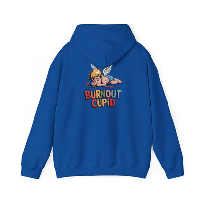 Burnout Cupid Hoodie — Cute Tired Cupid Graphic Pullover