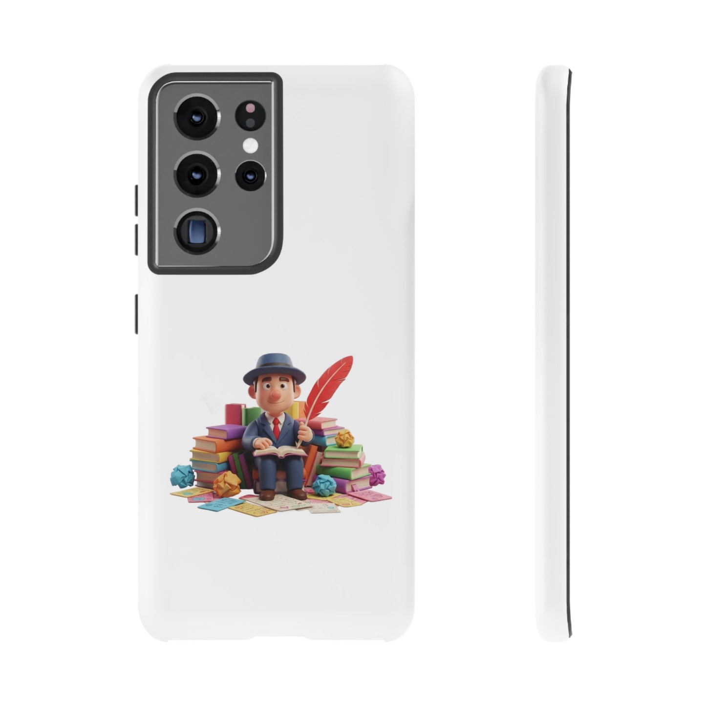 Samsung Bookworm Illustration Phone Case — Cute Scholar with Feather Pen