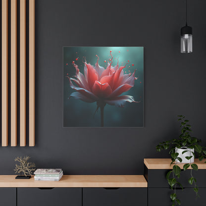 Red Lotus Matte Canvas Wall Art — Stretched 1.25" Floral Print