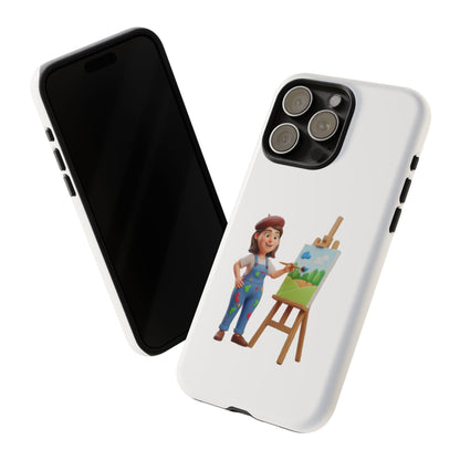 iPhone Artist Painter Phone Case — Cute Female Artist with Easel Protective iPhone Cover