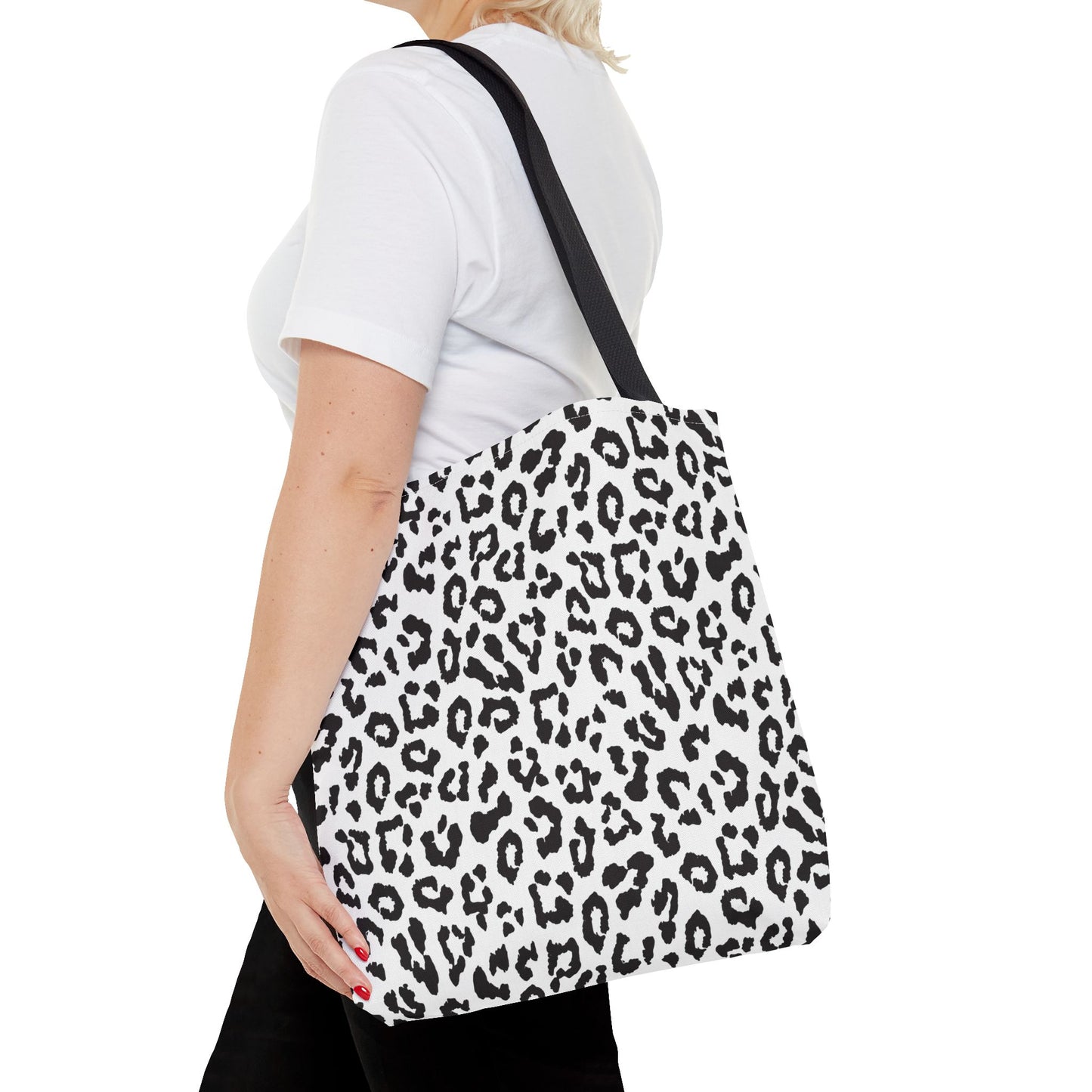 Leopard Print Tote Bag — Black & White All-Over-Print Shopper