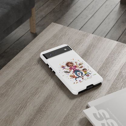 Funda para Google Phone - Diseño de caricatura de mamá frenética (Vida de mamá caótica y divertida)