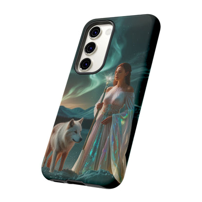 Samsung Aurora Guardian Handyhülle – Mystic Woman &amp; Wolf Magic Galaxy Schutz