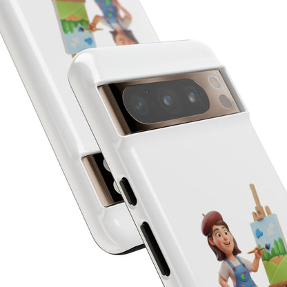 Google Artist Painting Phone Case — Cute Female Painter Illustration Phone Cover