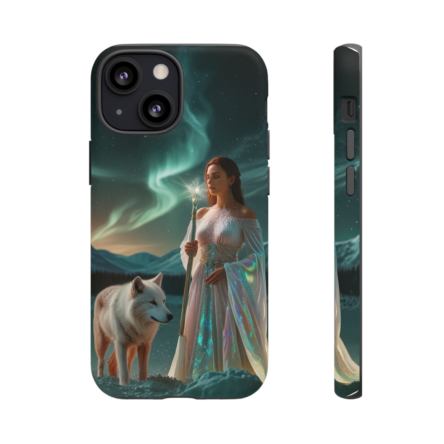 iPhone Mystic Guardian Phone Case — Aurora Wolf Woman Protective Cover