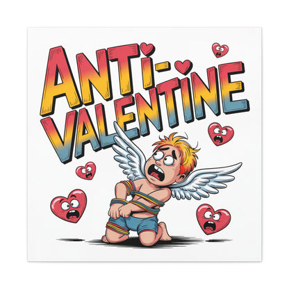 Anti-Valentine Canvas Wall Art — Funny Anti Cupid Stretched Matte Print
