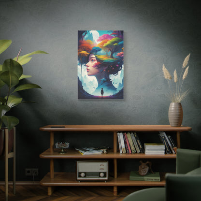 Surreal Forest Woman Matte Canvas Art — Dreamscape Profile Wall Decor