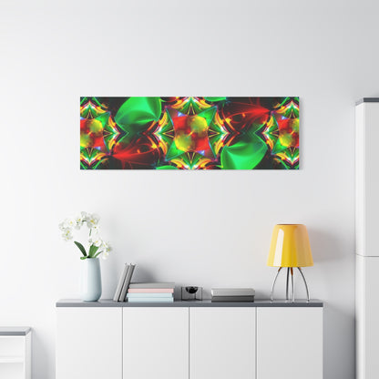 Kaleidoscope Abstract Matte Canvas Wall Art — Vibrant Green & Red Stretched Print