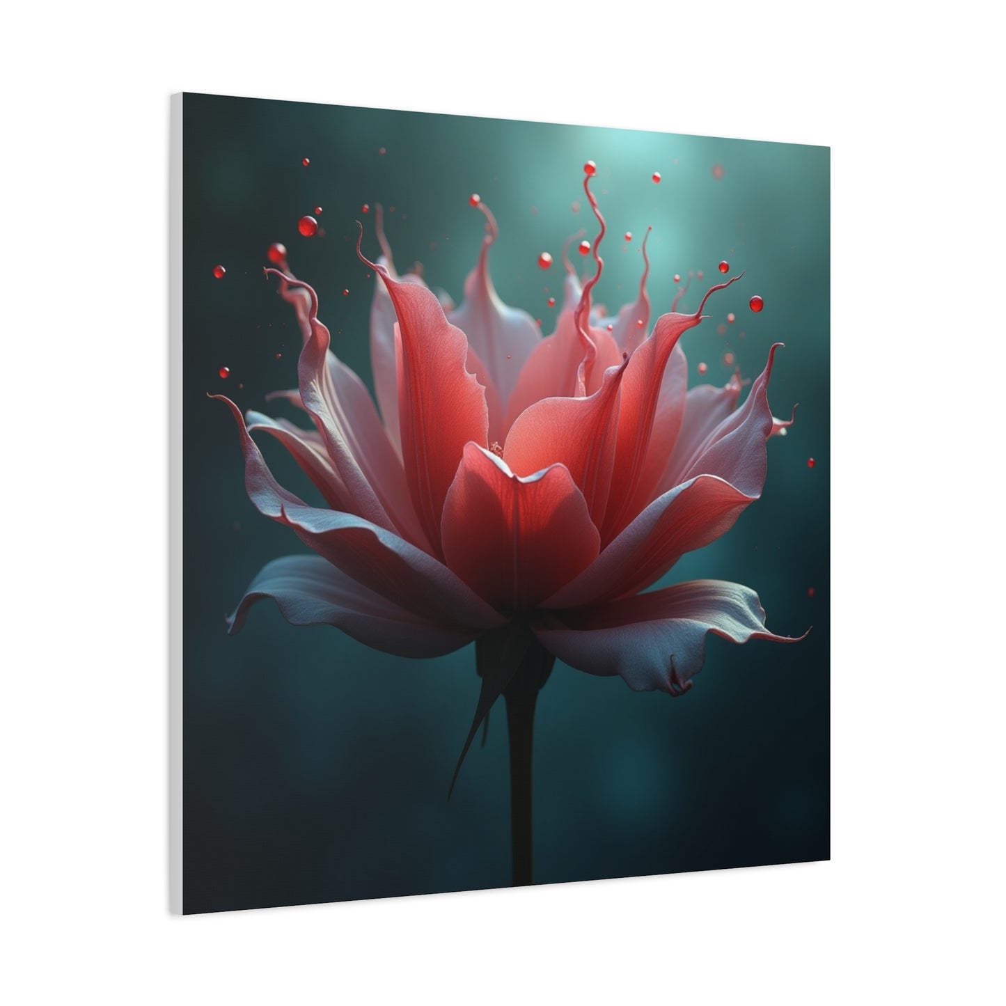 Red Lotus Matte Canvas Wall Art — Stretched 1.25" Floral Print