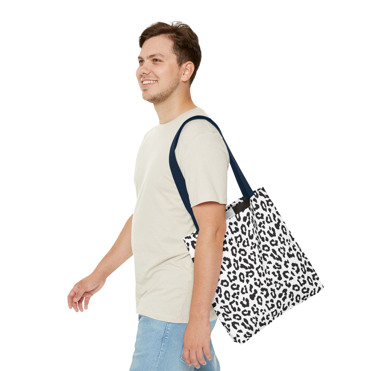 Leopard Print Tote Bag — Black & White All-Over-Print Shopper