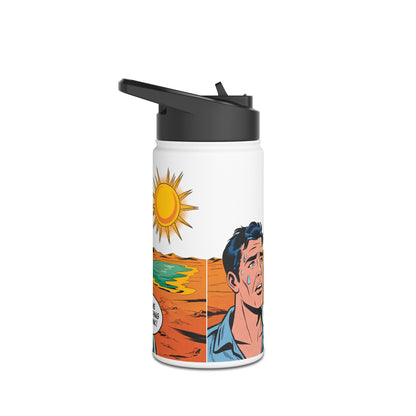 Botella de agua de acero inoxidable estilo pop art retro: "Dame algo de beber"