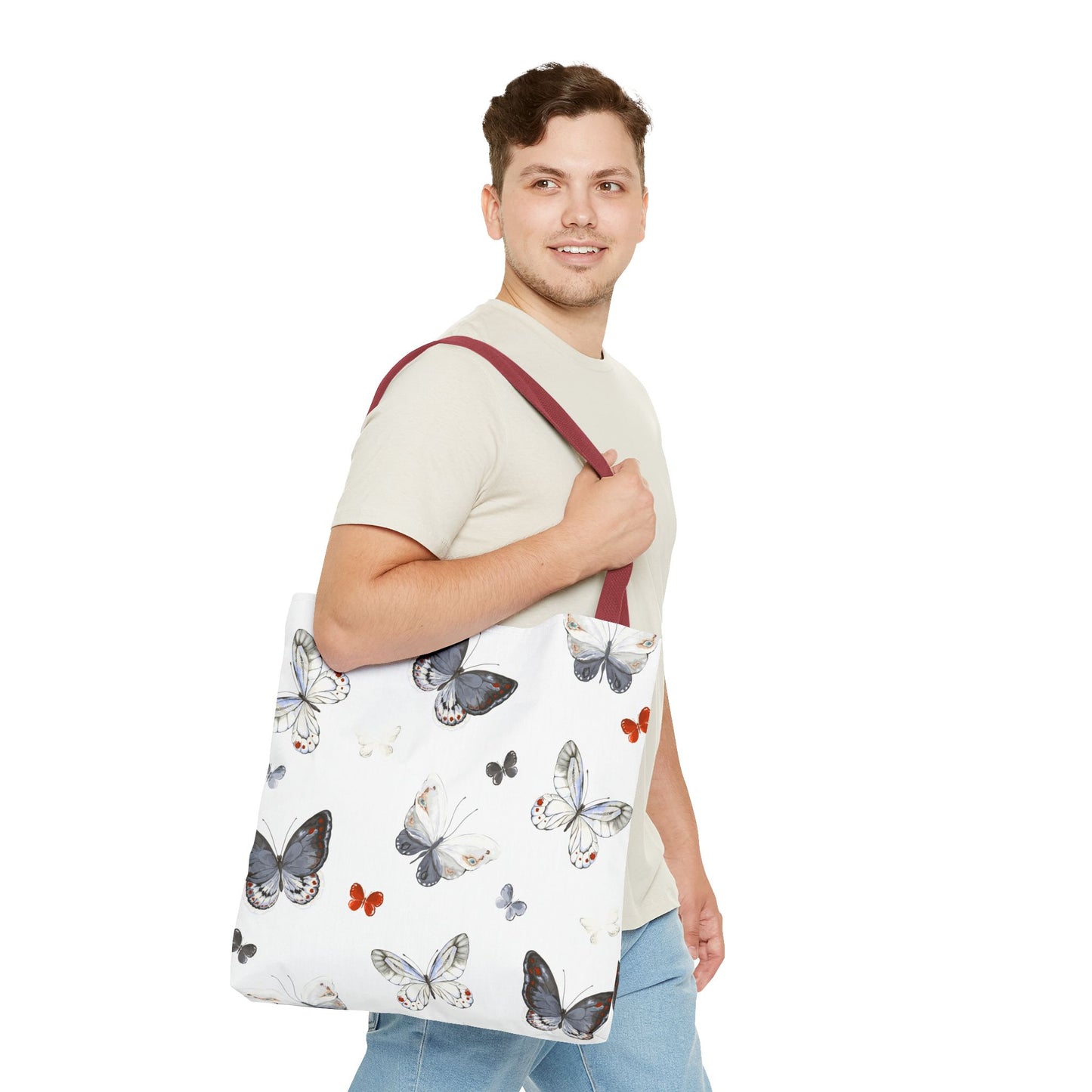 Butterfly Pattern Tote Bag — Lightweight Floral Tote for Everyday Use