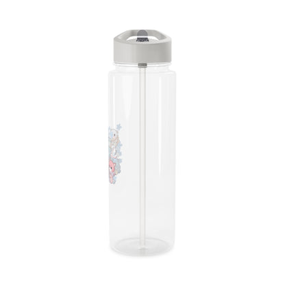 Niedliche pastellfarbene Plüsch-Tritan-Wasserflasche — Kawaii-Sportflasche mit Tiermuster