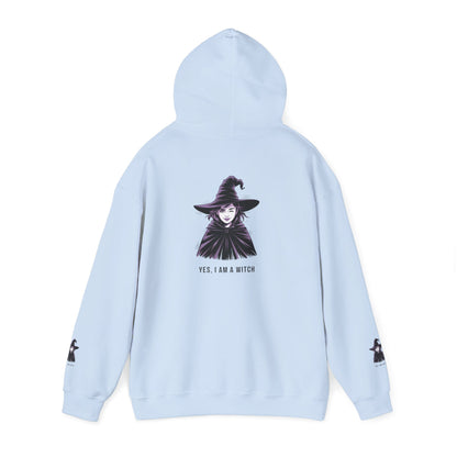 Witch Portrait Hoodie — "Yes, I Am a Witch" Graphic Pullover