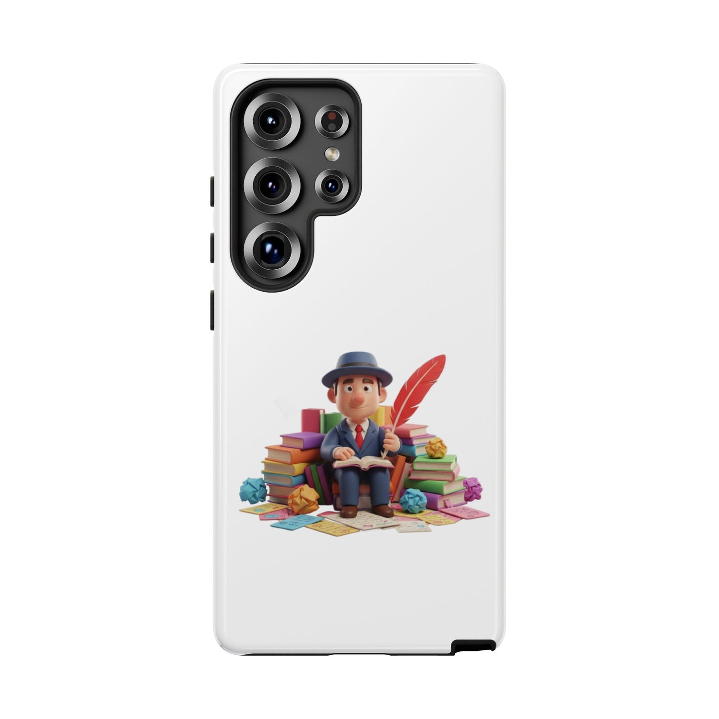 Samsung Bookworm Illustration Phone Case — Cute Scholar with Feather Pen