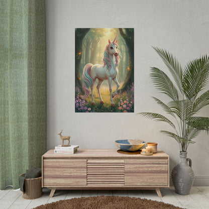 Unicorn Forest Poster — Magical Pastel Unicorn Wall Art