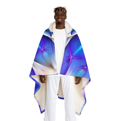 Hooded Sherpa Blanket — Blue Abstract Geometric Fleece Throw