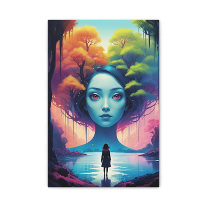 Surreal Blue Muse Canvas Art — Matte Stretched Wall Decor