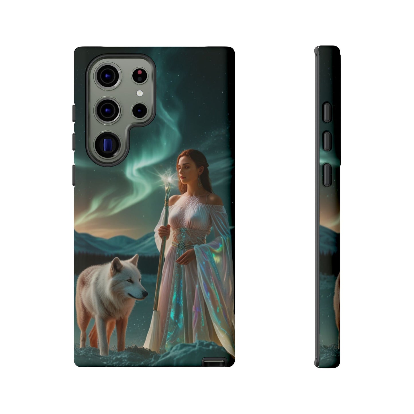 Samsung Aurora Guardian Handyhülle – Mystic Woman &amp; Wolf Magic Galaxy Schutz