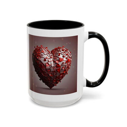 Heart Mosaic Accent Coffee Mug — Romantic Valentine’s Day Gift (11/15 oz)
