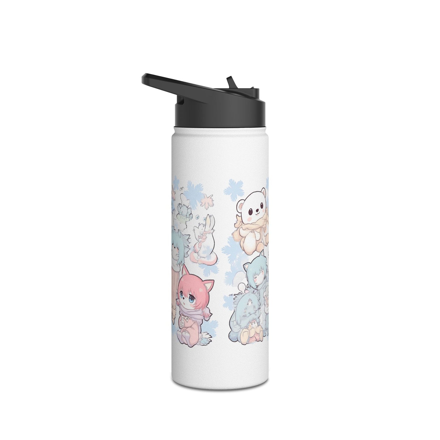 Wasserflasche aus Edelstahl mit niedlichen Kawaii-Wintermotiven