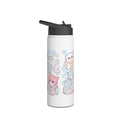 Wasserflasche aus Edelstahl mit niedlichen Kawaii-Wintermotiven