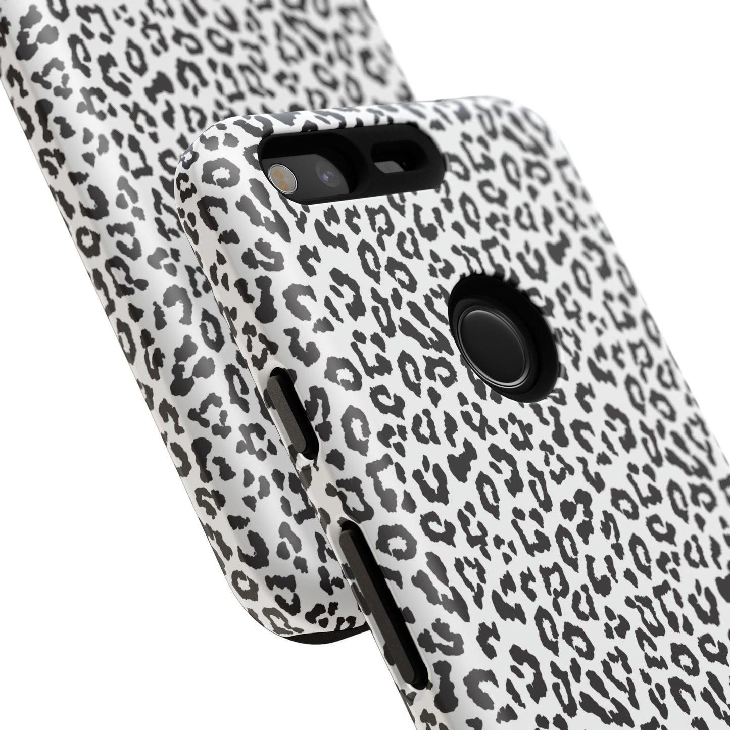 Funda para teléfono con estampado de leopardo de Google: resistente, en blanco y negro