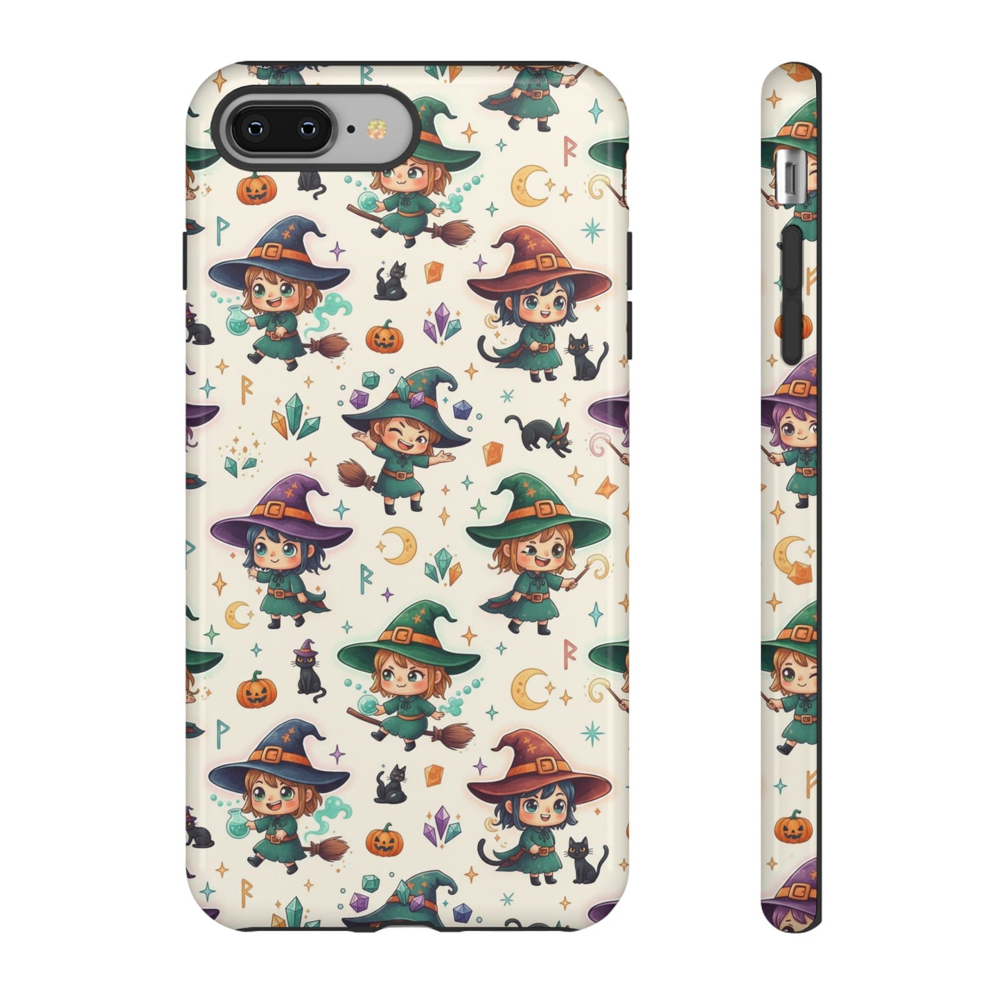 Niedliche iPhone-Handyhülle mit Hexenmuster – Halloween-Kawaii-iPhone-Hülle