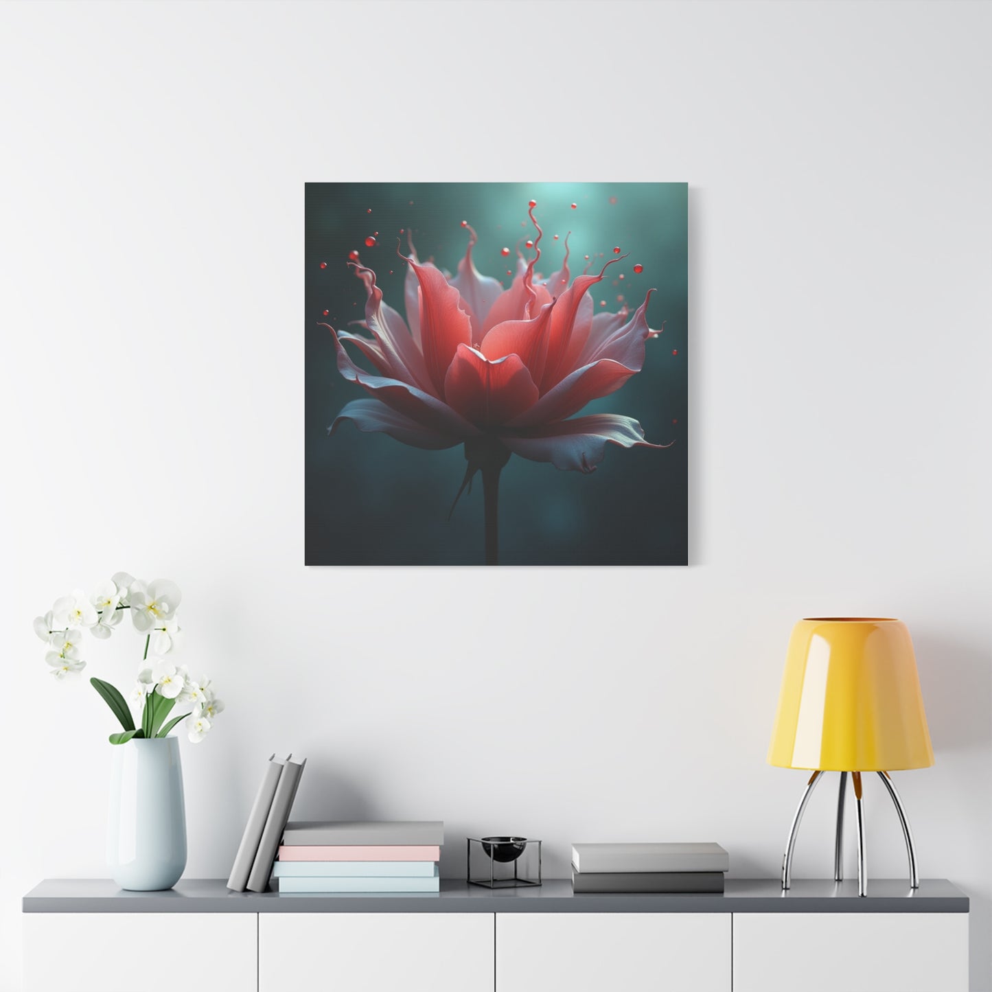 Red Lotus Matte Canvas Wall Art — Stretched 1.25" Floral Print