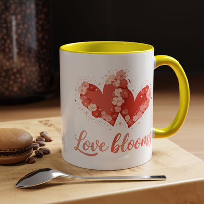 Love Blooms Accent Coffee Mug — Floral Heart 11/15oz