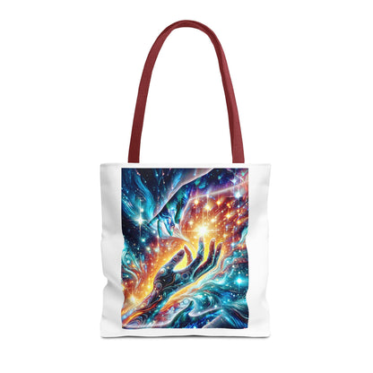 Cosmic Hands Tote Bag — Vibrant Galaxy Art Tote for Everyday, Beach & Gifts