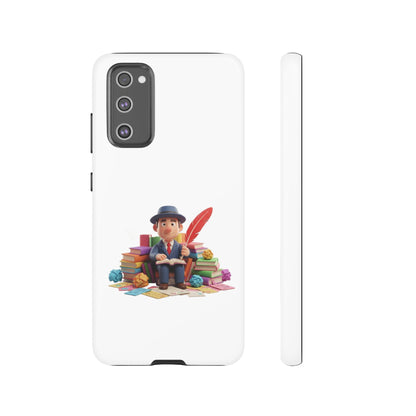 Samsung Bookworm Illustration Phone Case — Cute Scholar with Feather Pen