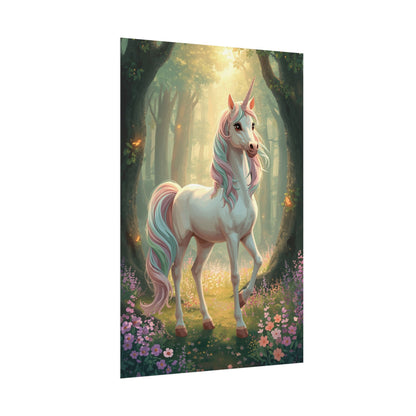 Unicorn Forest Poster — Magical Pastel Unicorn Wall Art