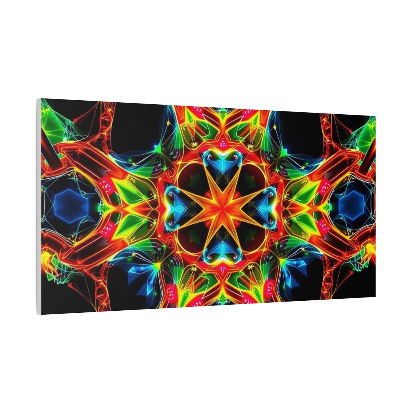 Kaleidoscope Neon Mandala Matte Canvas