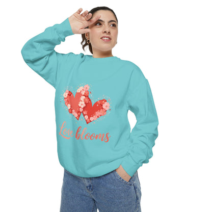 Love Blooms Heart Sweatshirt — Floral Valentine Pullover