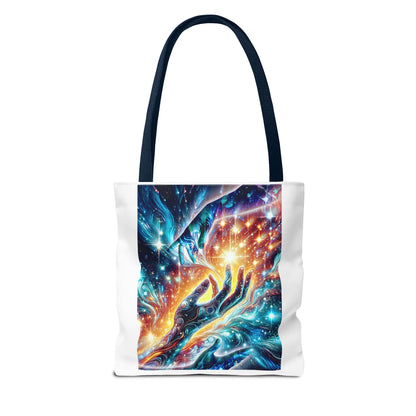 Cosmic Hands Tote Bag — Vibrant Galaxy Art Tote for Everyday, Beach & Gifts