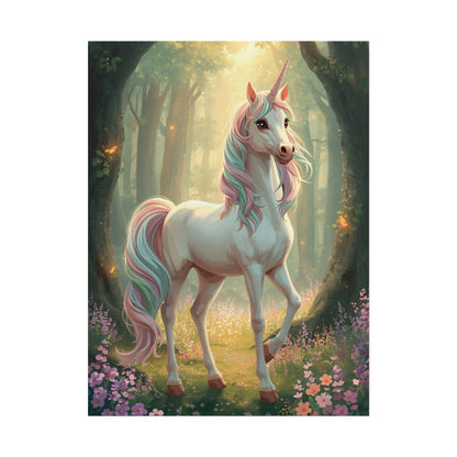 Unicorn Forest Poster — Magical Pastel Unicorn Wall Art