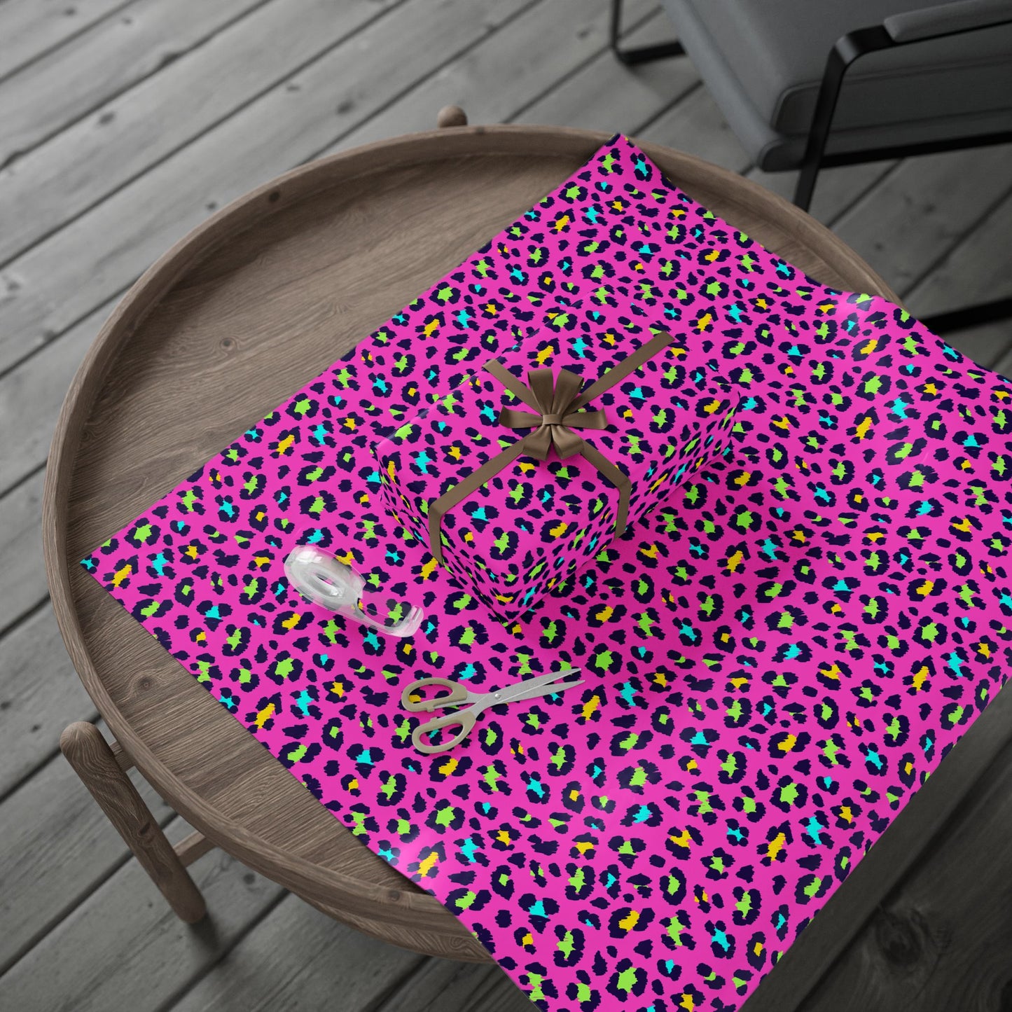 Pink Neon Leopard Wrapping Paper — Bold Animal Print Gift Wrap