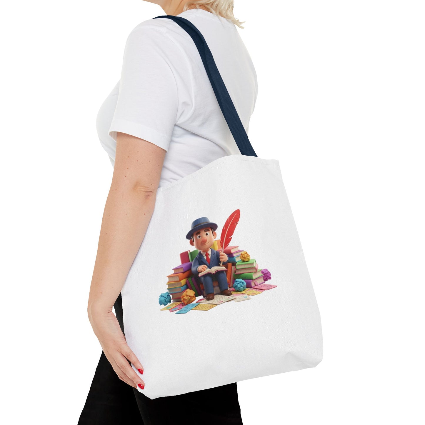 Tote — Cute Bookworm Writer Illustration Tote Bag