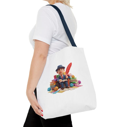Tote — Cute Bookworm Writer Illustration Tote Bag