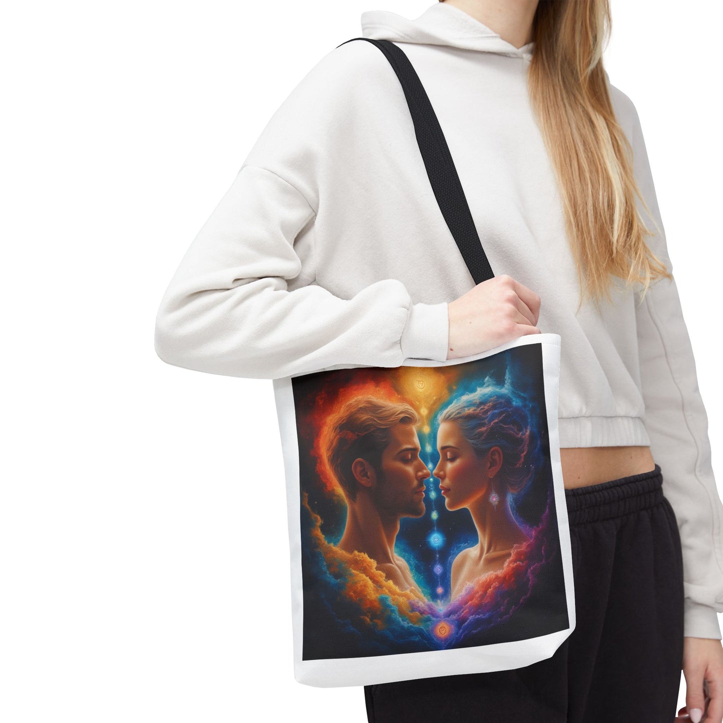 Mystic Soulmates Tote Bag — Celestial Couple Art AOP Tote