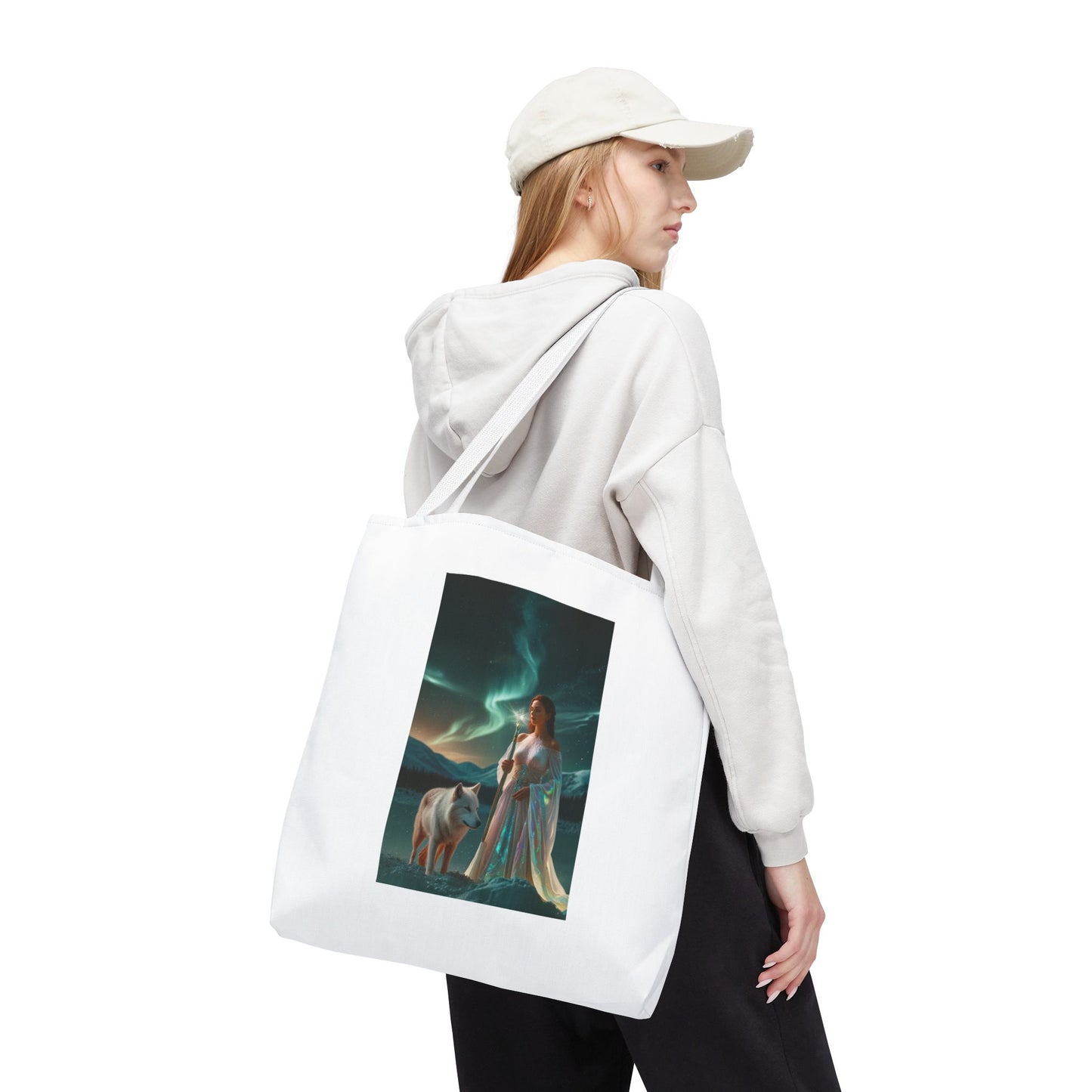 Tragetasche – Mystische Frau mit Wolf Aurora Art Tote