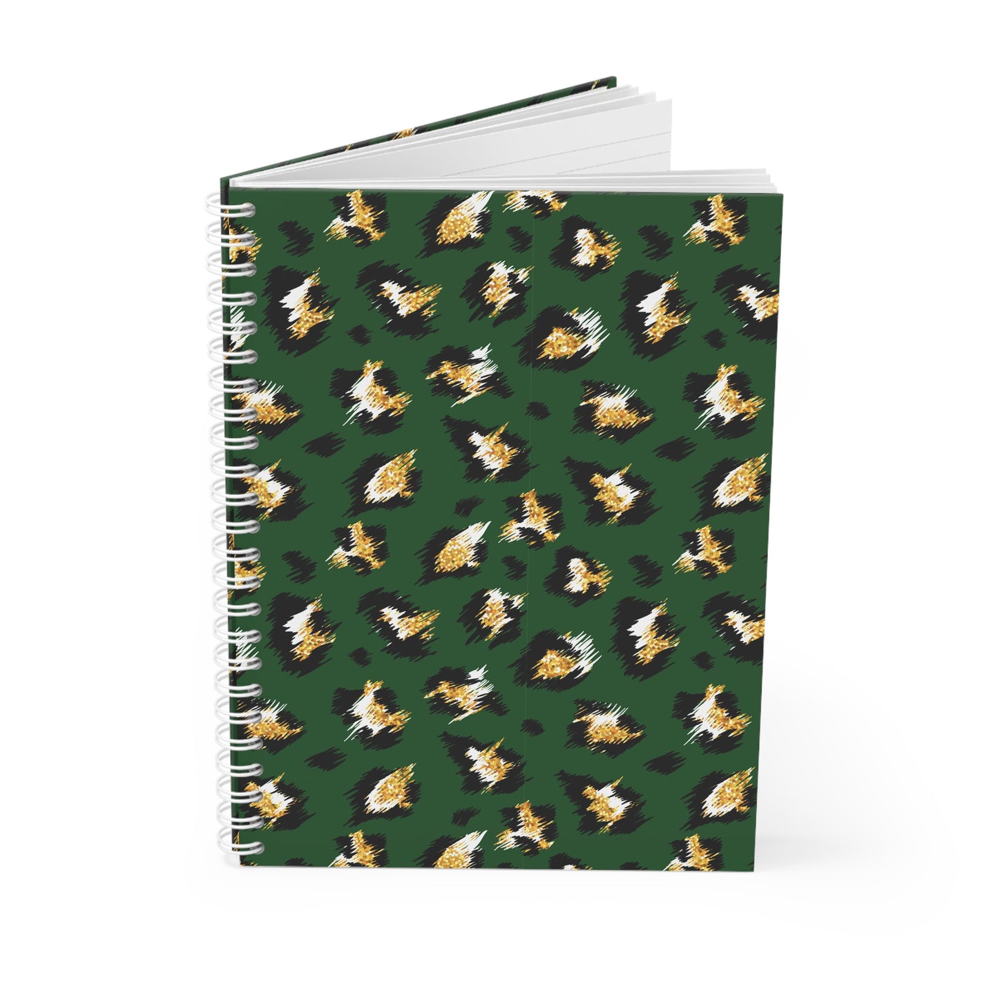 Green Leopard Print Spiral Notebook - Stylish Animal Print Journal for Note-Taking