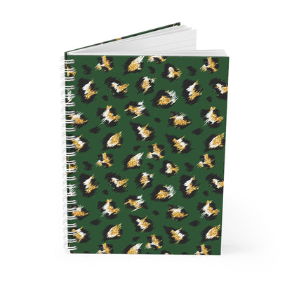 Green Leopard Print Spiral Notebook - Stylish Animal Print Journal for Note-Taking