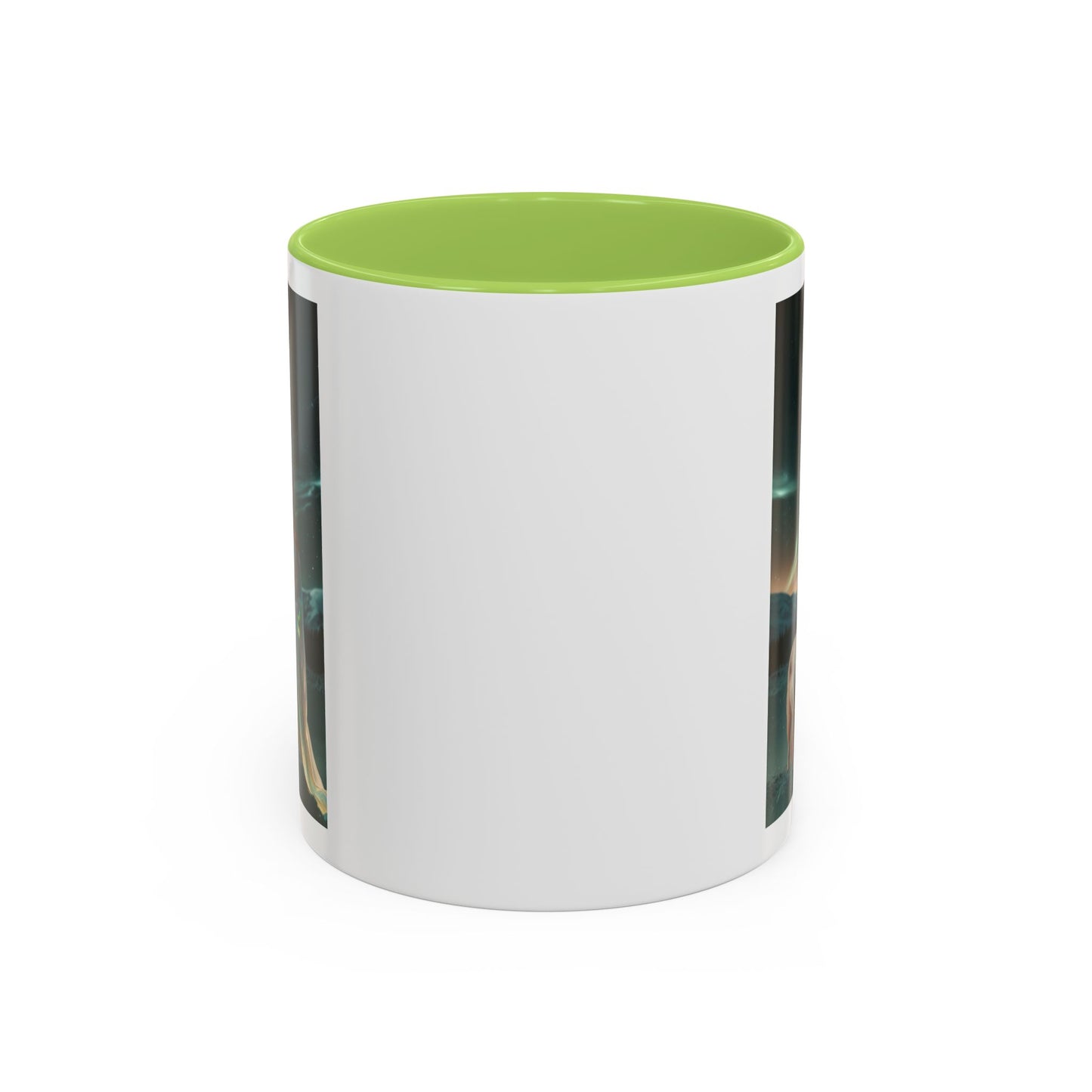 Taza de café Aurora Guardiana — Arte fantástico de mujer con lobo