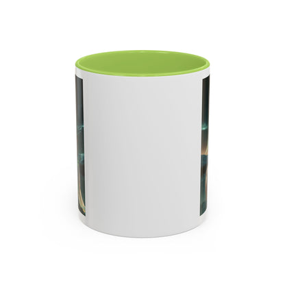 Taza de café Aurora Guardiana — Arte fantástico de mujer con lobo