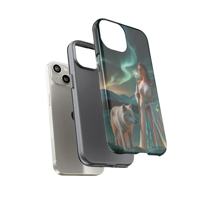 iPhone Mystic Guardian Phone Case — Aurora Wolf Woman Protective Cover